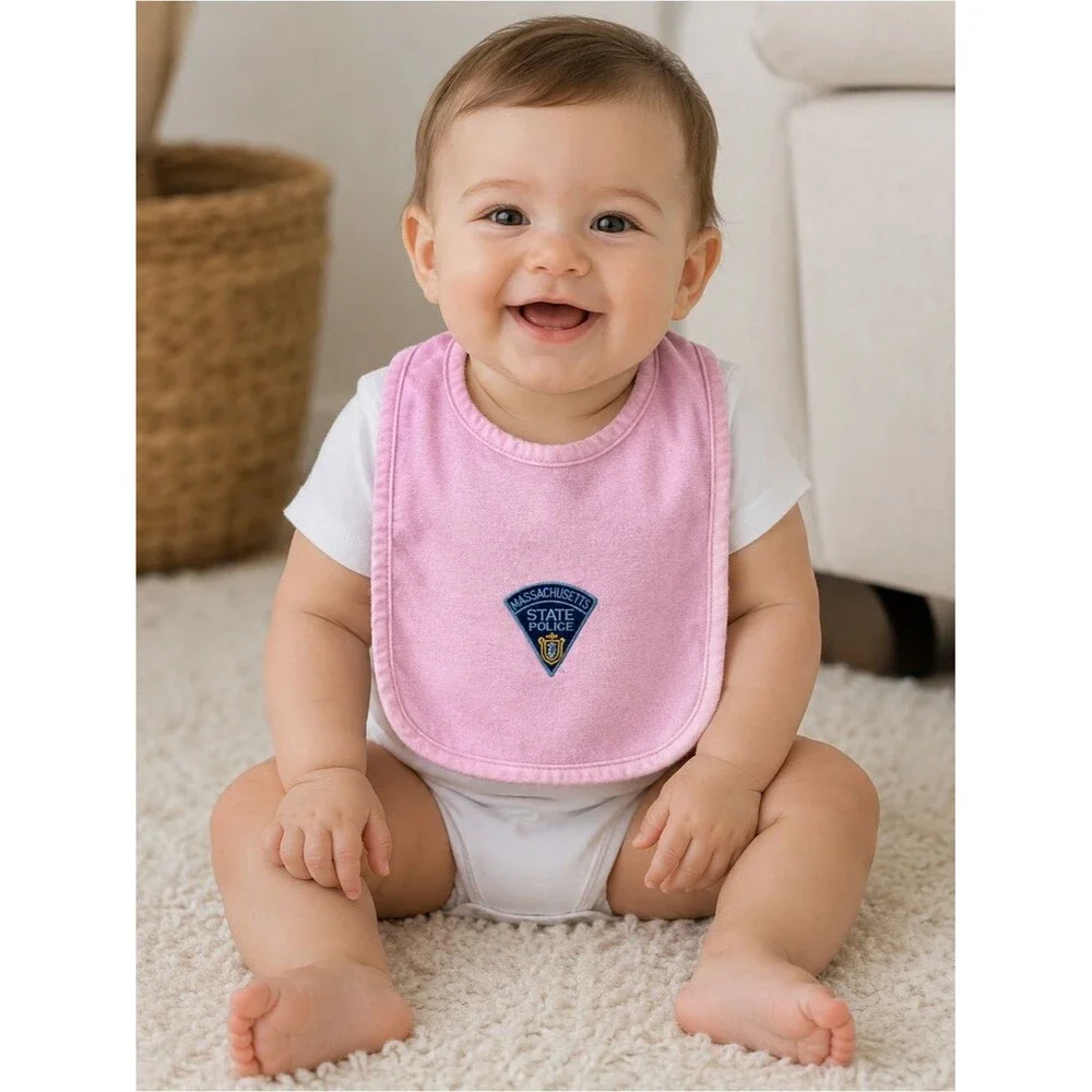 Massachusetts State Police Baby Boy Girl Bib Drool Burp Cloth NEW Thin Blue Line